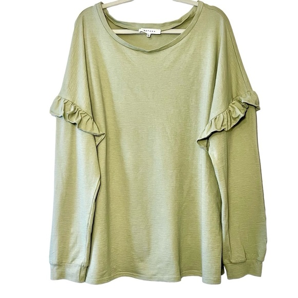 RETHM+ Sage Green Ruffle Sleeve Long Sleeve Top – Women’s Plus size 3XL - Picture 2 of 7